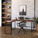 Ver imagem 1 de Mesa de Escritório Kuadra Ii 150cm Industrial Nogal e Preto Marrom