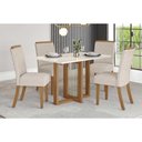 Ver mais imagens de Mesa para Cozinha Natalí Sc74 C/tampo Madeirado Vidro Reto 120x80cm Nature/off White - Henn