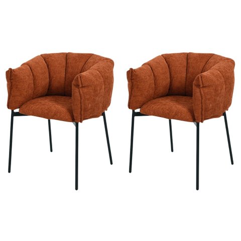 Kit 2 Cadeiras Joy Rivatti 63 Cm (largura) Estofado em Tecido Terracota e Base em Aço Preto