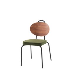 Cadeira Kona Estofado Linho Verde Encosto Laminado Freijó Base Aço Preto - Casa Maju - 1