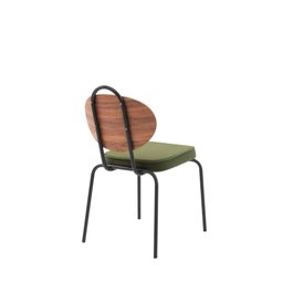 Cadeira Kona Estofado Linho Verde Encosto Laminado Freijó Base Aço Preto - Casa Maju - 2