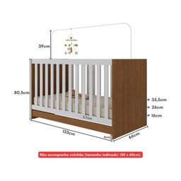 Berço 3 em 1 para Colchão 130 X 60cm Doce de Leite Multimóveis Mp0527r - 7