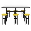 Ver imagem 2 de Mesa para Refeitório Escamoteável 06 Lugares Mdp Branco de 25 Mm - Assento Amarelo - 50602