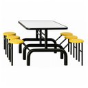 Ver imagem 4 de Mesa para Refeitório Escamoteável 06 Lugares Mdp Branco de 25 Mm - Assento Amarelo - 50602