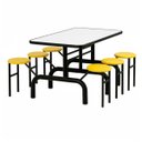 Ver imagem 3 de Mesa para Refeitório Escamoteável 06 Lugares Mdp Branco de 25 Mm - Assento Amarelo - 50602