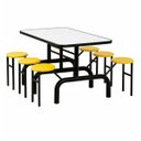 Ver imagem 1 de Mesa para Refeitório Escamoteável 06 Lugares Mdp Branco de 25 Mm - Assento Amarelo - 50602