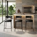 Ver imagem 1 de Banqueta Cozinha Média com Encosto Industrial Preto Kit 3 Londres PU Preto D03 - D'Rossi