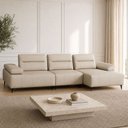 Ver imagem 3 de Sofá 5 Lugares com Chaise para Sala Living 351cm Modular Pés Industrial Oslo L06 Couro Bege Areia - 