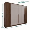 Ver imagem 3 de Guarda-Roupa 6 Portas 6 Gavetas Anápolis Plus Ripado 100% MDF Marrom/New Canion/Off White