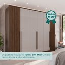 Ver imagem 6 de Guarda-Roupa 6 Portas 6 Gavetas Anápolis Plus Ripado 100% MDF Marrom/New Canion/Off White