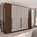 Ver imagem 1 de Guarda-Roupa 6 Portas 6 Gavetas Anápolis Plus Ripado 100% MDF Marrom/New Canion/Off White