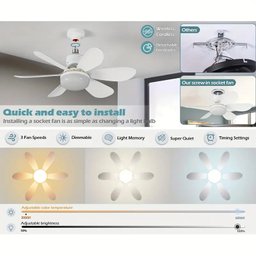 Mini Ventilador de Teto Super Silencioso 40w com Lâmpada Conforto e Iluminação para Seu Ambiente - 7