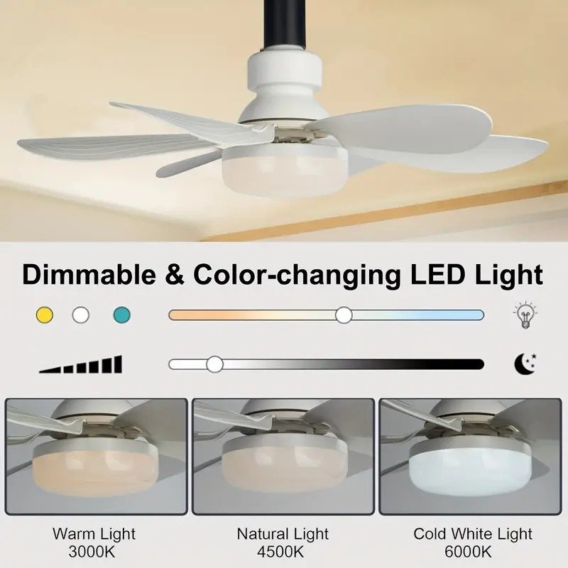Mini Ventilador de Teto Super Silencioso 40w com Lâmpada Conforto e Iluminação para Seu Ambiente - 6