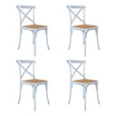 Ver imagem 1 de Kit 4 Cadeiras Jantar Cross Katrina X em Aço para Mesa Sala Cozinha Home Gourmet Casa - Branco/bege
