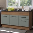 Ver imagem 3 de Balcão de Pia Cozinha 150 cm 2 Portas e 2 Gavetas (Sem Tampo e Pia) Rustic/Cinza Agata Madesa