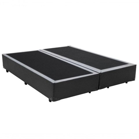 Cama Box Casal Bipartido Sintético Cinza 40x138x188 com Estrutura em Madeira Homequeen