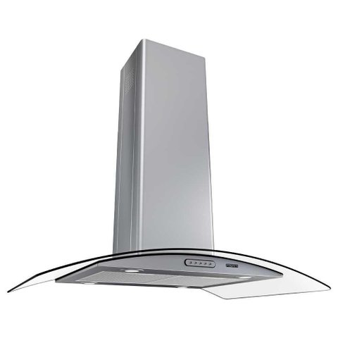 Coifa Ilha 90cm Vidro Curvo Fogatti Inox 110v