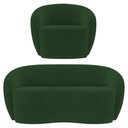 Ver imagem 1 de Sofá 2 Lugares Living 160cm e 1 Poltrona Giratória Garbin K04 Veludo Verde - Mpozenato