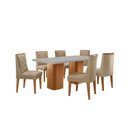 Ver imagem 4 de Mesa de Jantar Eloise 180cm Tampo Mdf com Vidro 6 Cadeiras Turim Off White Naturale