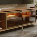 Ver imagem 4 de Rack para TV até 85” 1 Porta com Vidro Reflecta e LED Interno Lincoln Float 212cm Canella/Champanhe