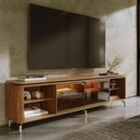Ver imagem 1 de Rack para TV até 85” 1 Porta com Vidro Reflecta e LED Lincoln Float 212 cm - Canella c/ Champanhe