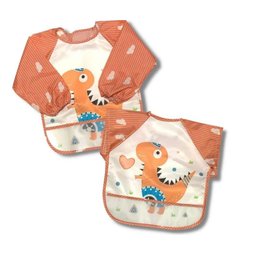Babador Impermeável Manga Longa BlW Curta Kit 2Unds Dino Baby babador blw, babador avental, babador  - 3