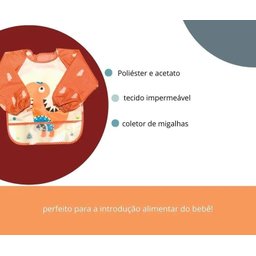 Babador Impermeável Manga Longa BlW Curta Kit 2Unds Dino Baby babador blw, babador avental, babador  - 2