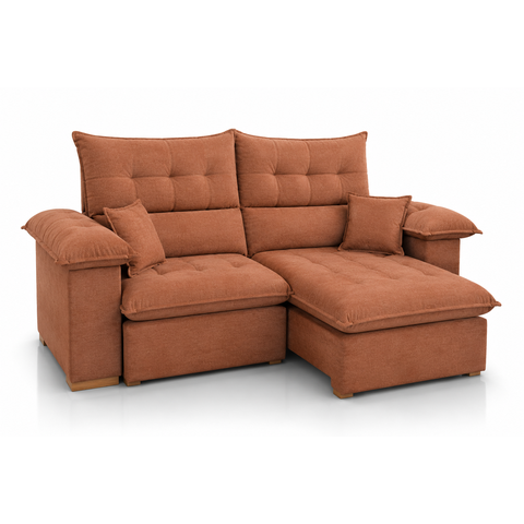Sofá Garda Retrátil e Reclinável com Molas Ensacadas e Encosto em 5 Posições:Boucle Terracota/2,50
