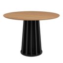 Ver imagem 1 de Mesa de Jantar Redonda 4 Lugares Ripada 100% MDF Marrom/Freijó/Preto