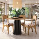 Ver imagem 2 de Mesa de Jantar Redonda 4 Lugares Ripada 100% MDF Marrom/Freijó/Preto
