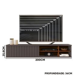 Rack Suspenso Ripado TV Até 70 Polegadas Cinza Urbano Nogueira Greta DJ Móveis - 4