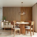 Ver imagem 2 de Mesa de Jantar Redonda 4 Lugares Ripada 100% MDF Marrom/Off White/Freijó