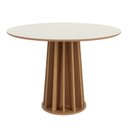 Ver imagem 1 de Mesa de Jantar Redonda 4 Lugares Ripada 100% MDF Marrom/Off White/Freijó