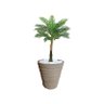 Planta Artificial Árvore Palmeira Real Toque 1,2m kit + Vaso Redondo D. Grafiato Bege 40cm - 1