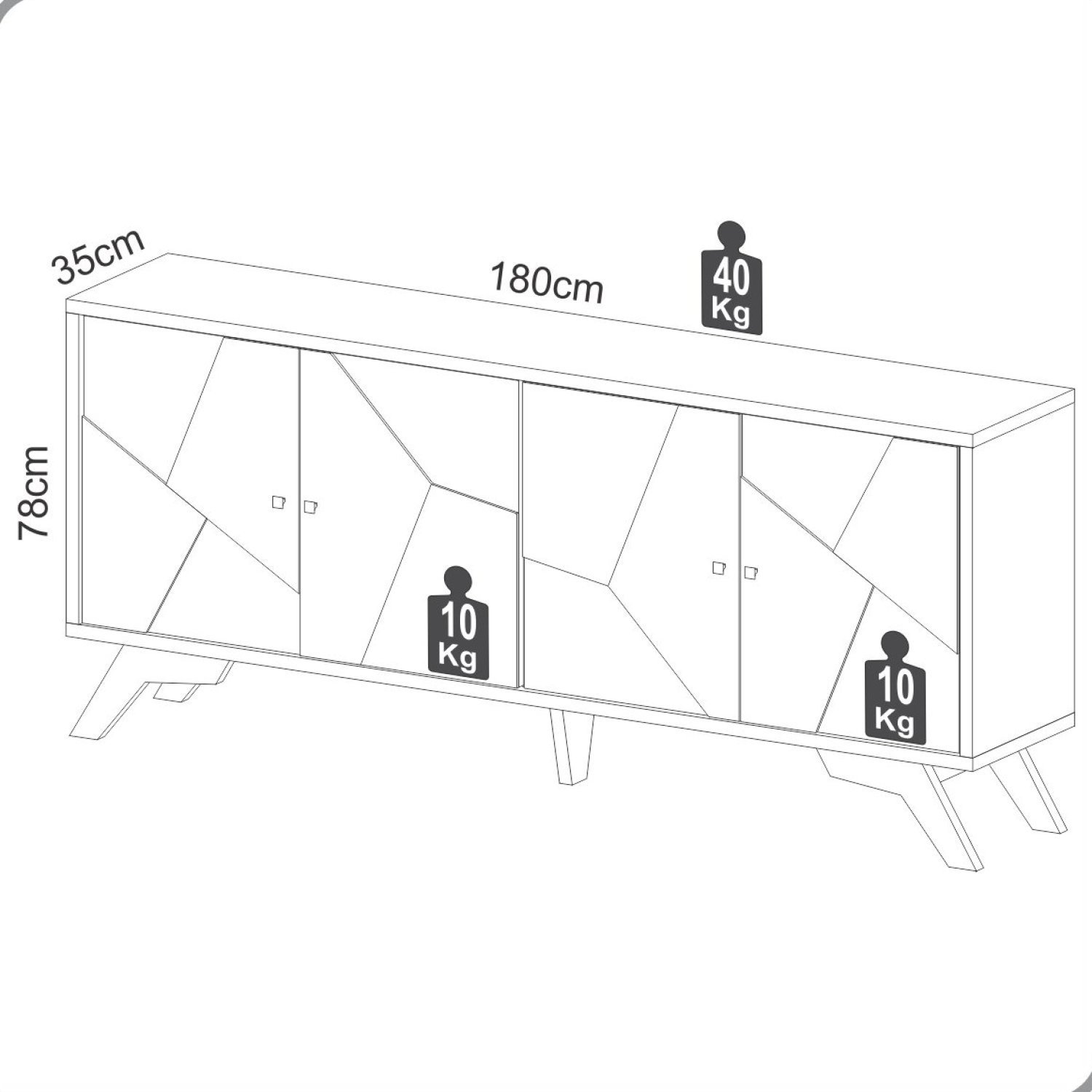 Buffet Aparador 180cm com 4 Portas Mosaico  - 5