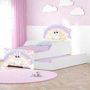 Ver imagem 1 de Bicama Infantil Uly Unicórnio Bebê com Cama Auxiliar MDF Branco