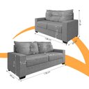 Ver imagem 4 de Estofado Sofá Turquia Suede 3 e 2 Lugares - Cinza