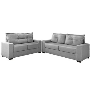 Estofado Sofá Turquia Suede 3 e 2 Lugares - Cinza