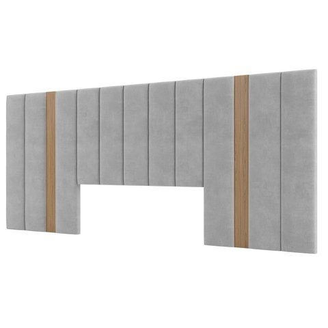 Cabeceira Estofada King 300cm Cinza