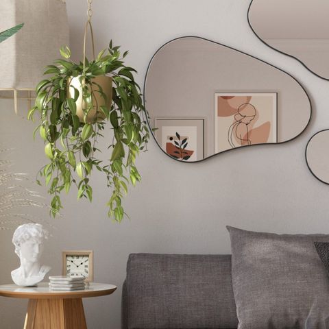 Espelho Decorativo 79cm Orgânico Dalla Costa Preto/Fosco
