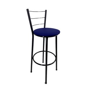 Banqueta Alta Preta Cozinha Gourmet Americana - Azul