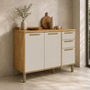 Ver imagem 1 de Balcão de Cozinha 3 Portas Tampo 100% MDF 120cm Malta Bege/Amêndoa/Off-White Espresso Móveis
