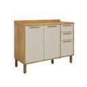 Ver imagem 3 de Balcão de Cozinha 3 Portas 100% MDF 120cm Malta Espresso Móveis Bege/Amêndoa/Off White