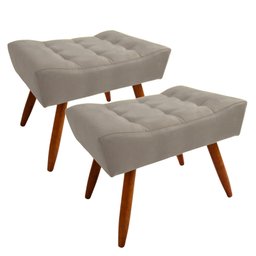 Conjunto Sofá Compact 2 metros retrátil e reclinável com Molas Espirais e 2 Puffs Suede Castor - Sof - 3