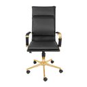 Ver imagem 3 de Cadeira de Escritório Giratoria Eames Soft Preta - Alta | Dourado Matte
