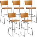 Ver imagem 1 de Kit 5 Banquetas Altas Cozinha Sala Jantar Base em Aço Fixa Allana L02 Couríssimo Whisky - Lyam