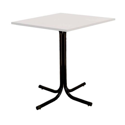 Mesa de Jantar Quadrada 70cm Preta Tampo Madeira Branco