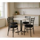 Ver imagem 2 de Mesa de Jantar Quadrada 70cm Preta Tampo Madeira Branco