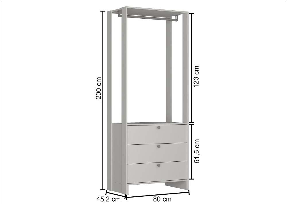 CLOSET YES COM CABIDEIRO E 3 GAVETAS - MONTANA - 3