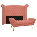 Ver imagem 1 de Kit Cabeceira 100 cm Suede + Calçadeira Madrid Coral